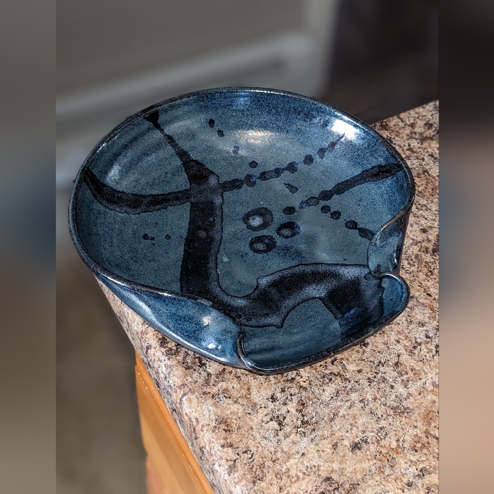 Beautiful deep blue glazed Rick Urban pottery bowl